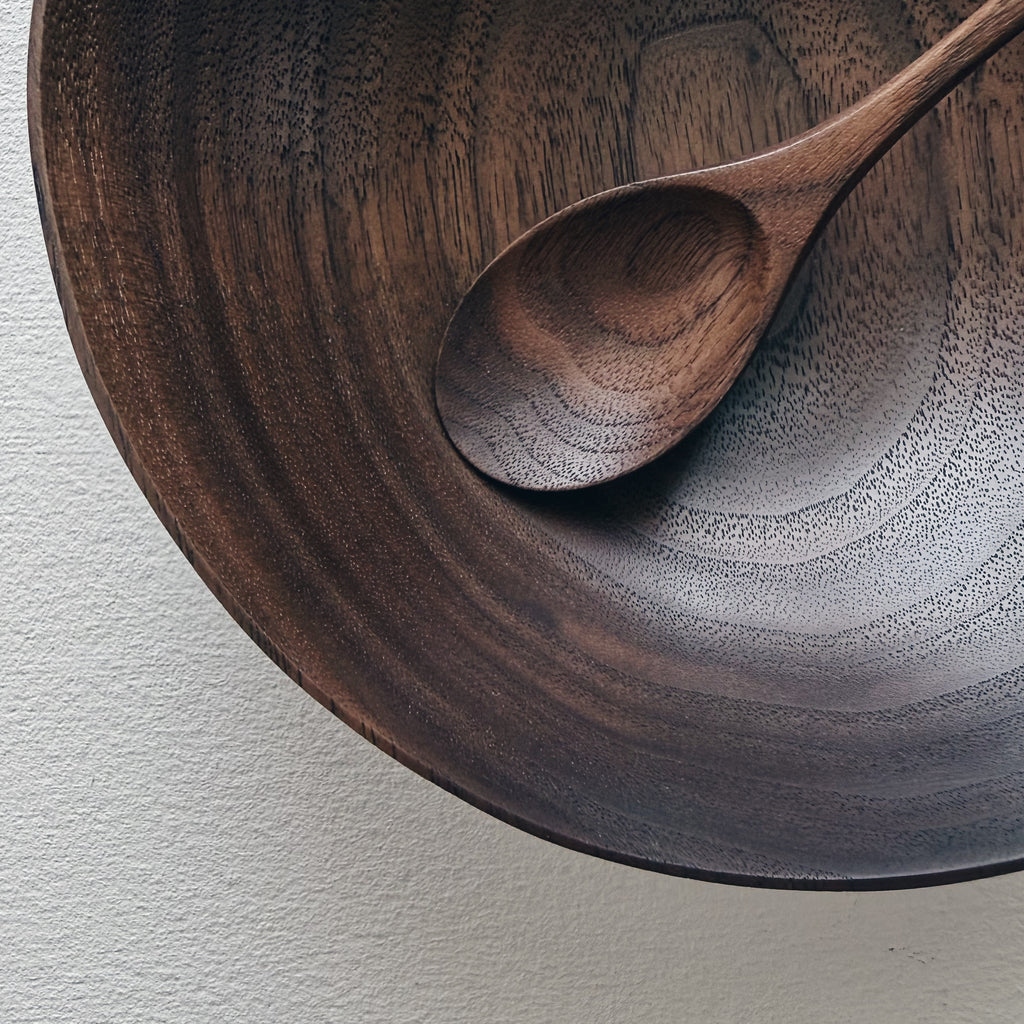 Bowl & spoon set in walnut