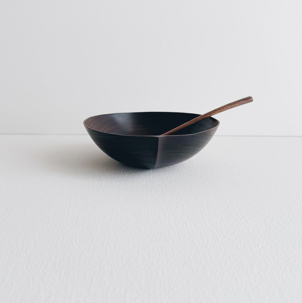 Bowl & spoon set in walnut
