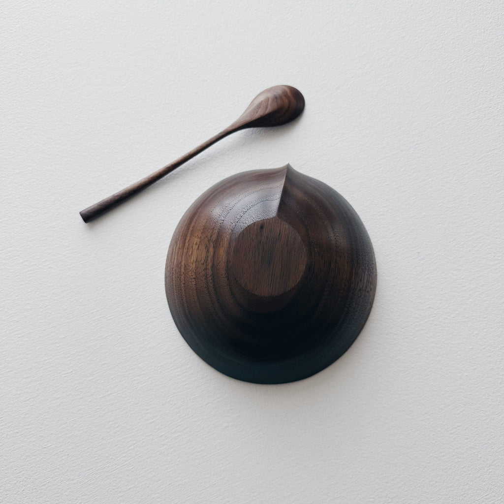 Bowl & spoon set in walnut
