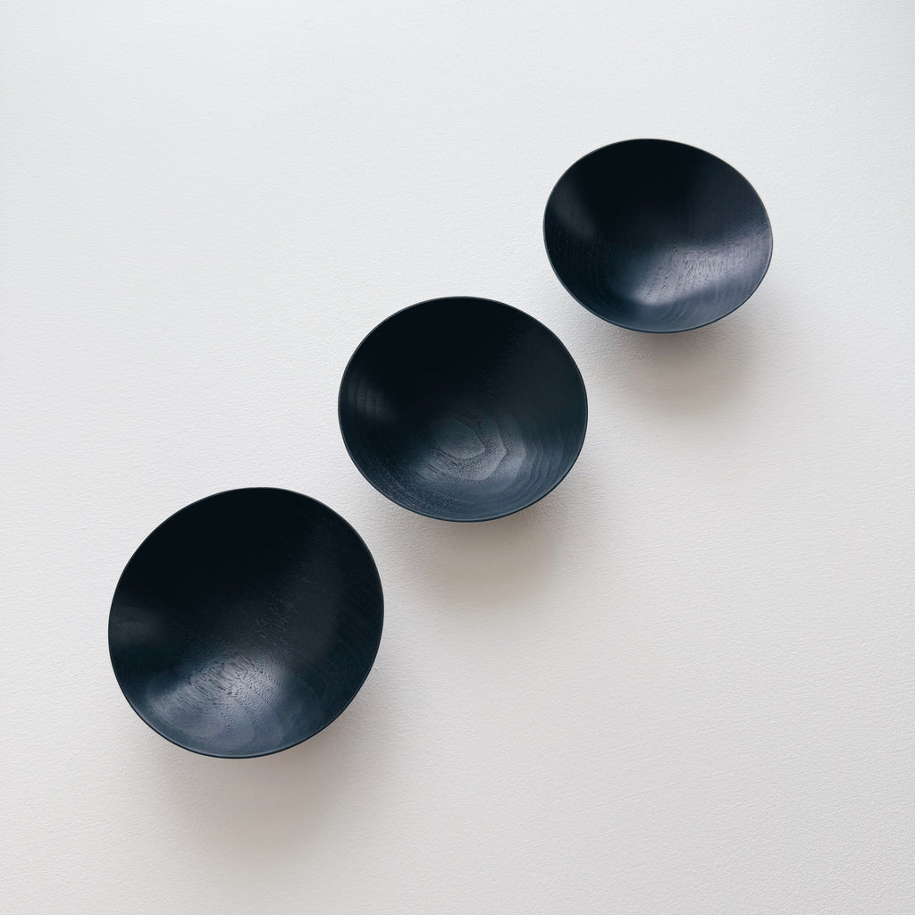 Conical bowl in ebonised walnut