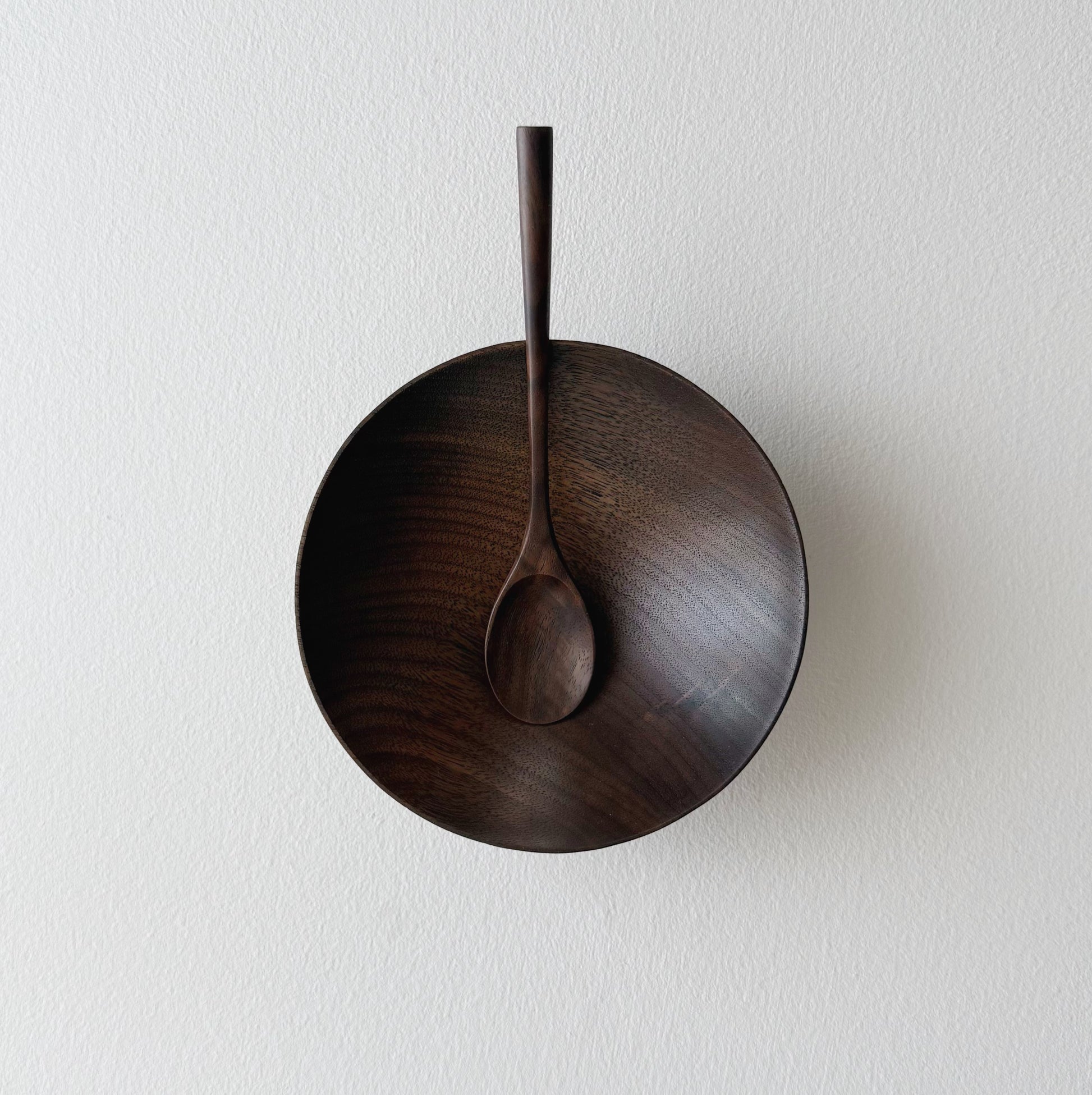 Conical bowl & spoon in vintage black walnut