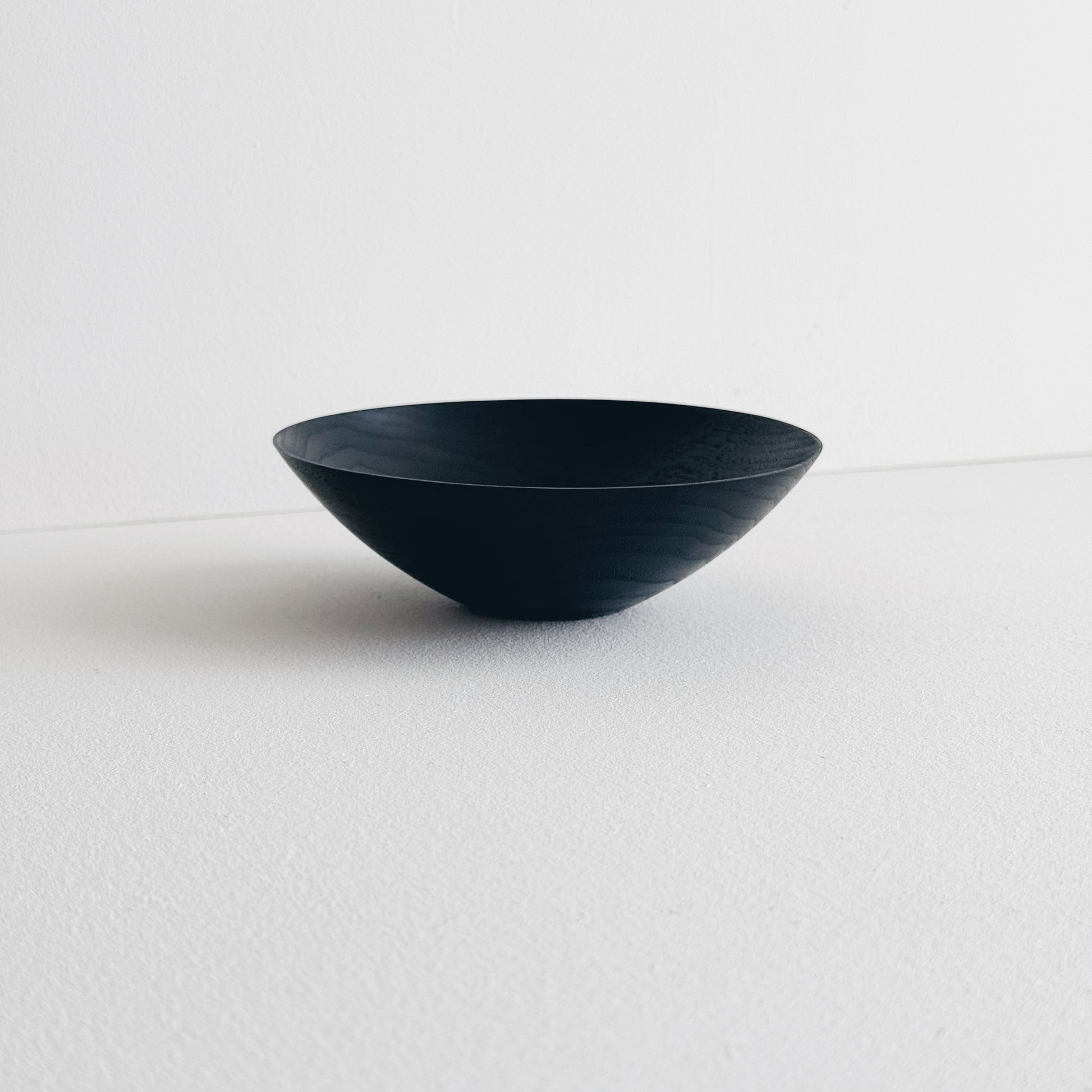 Conical bowl & spoon in ebonised walnut