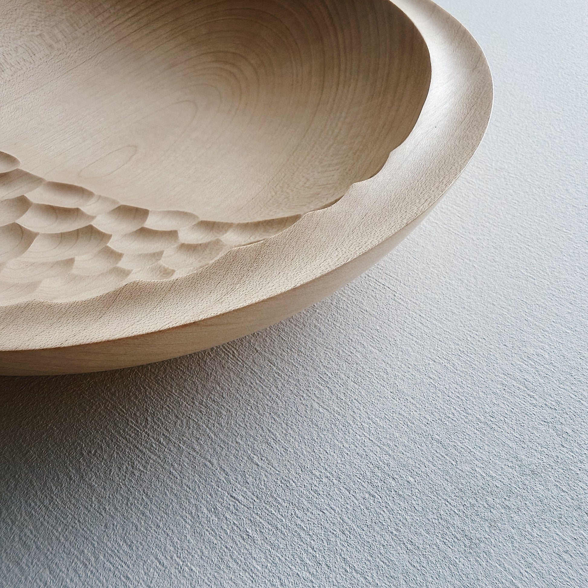Cratered presentation bowl in sycamore