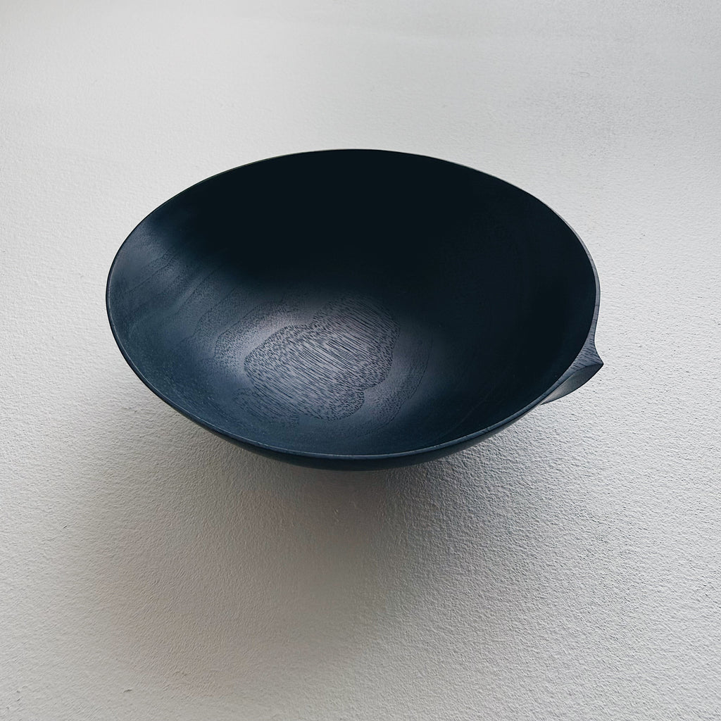Eating bowl in ebonised walnut
