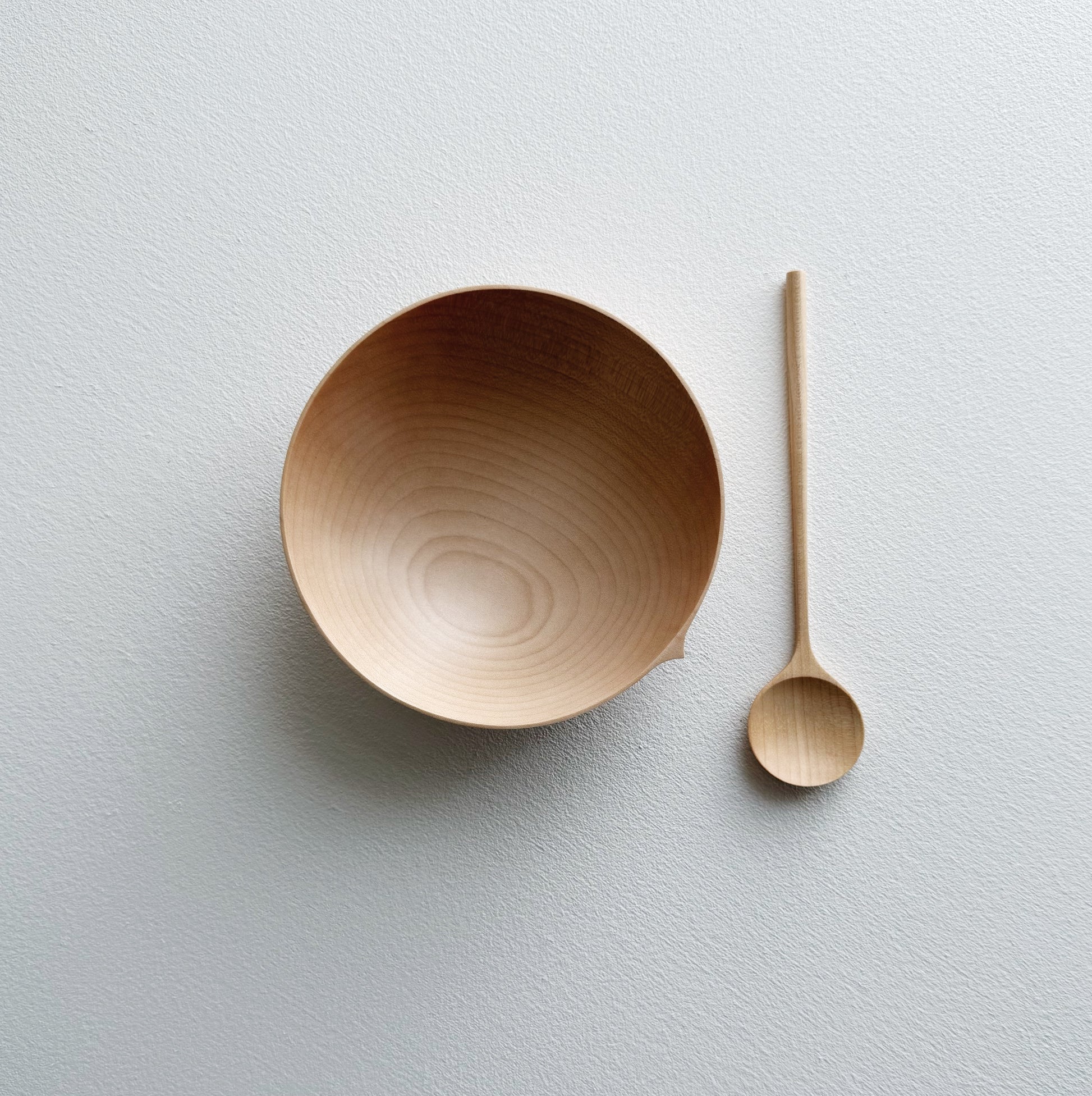 Eating bowl & spoon in dark sycamore