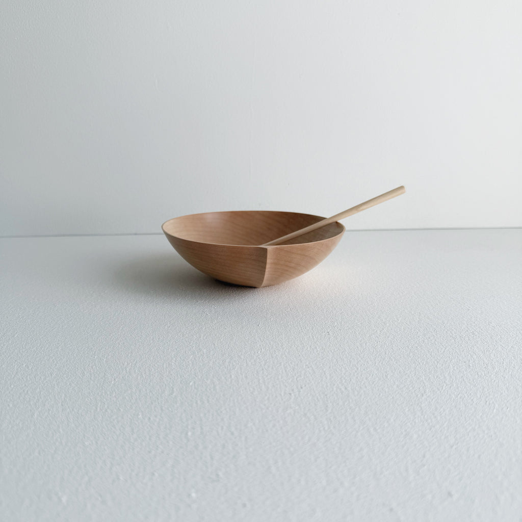 Eating bowl & spoon in dark sycamore