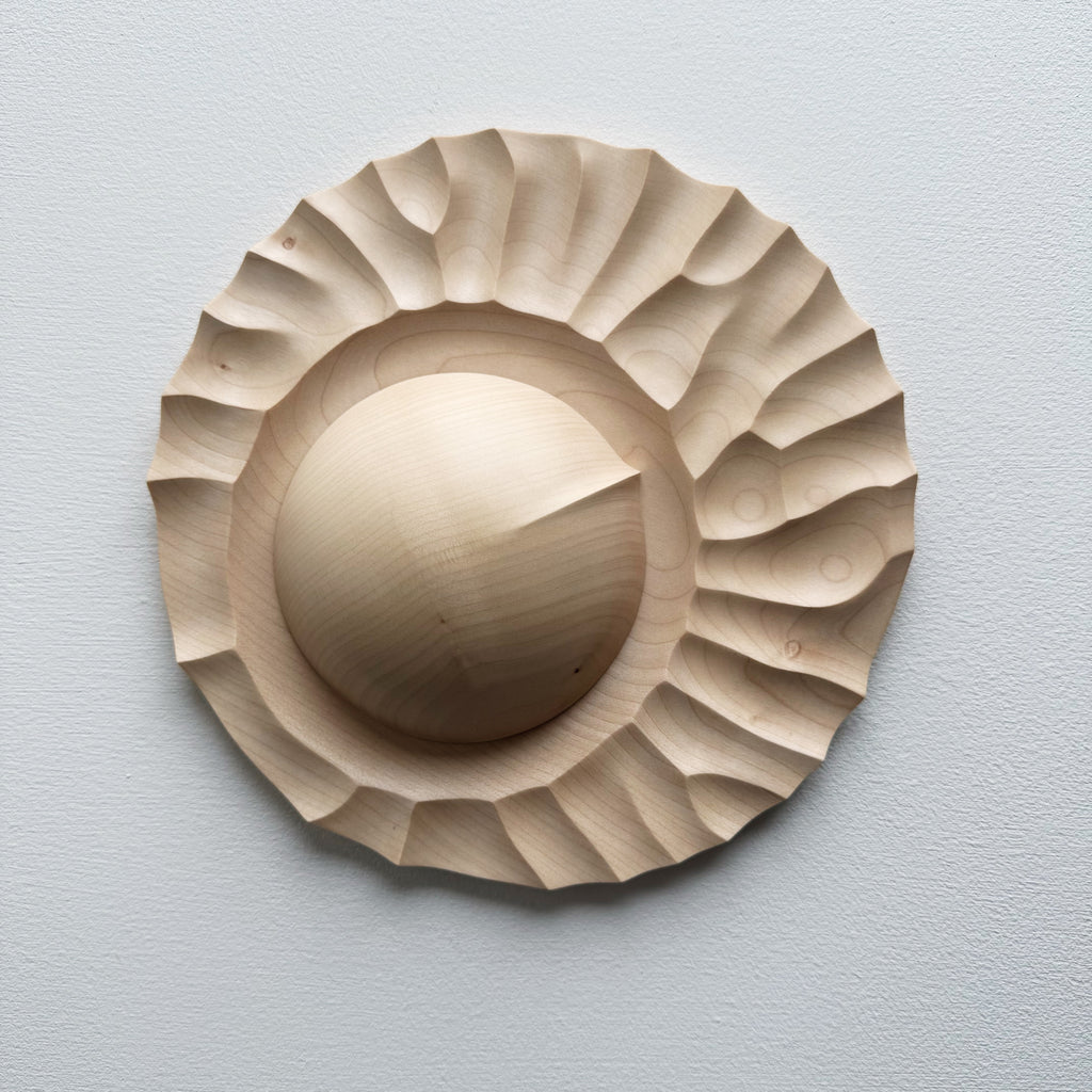 Sycamore wooden bowl with sycamore plate on a white background