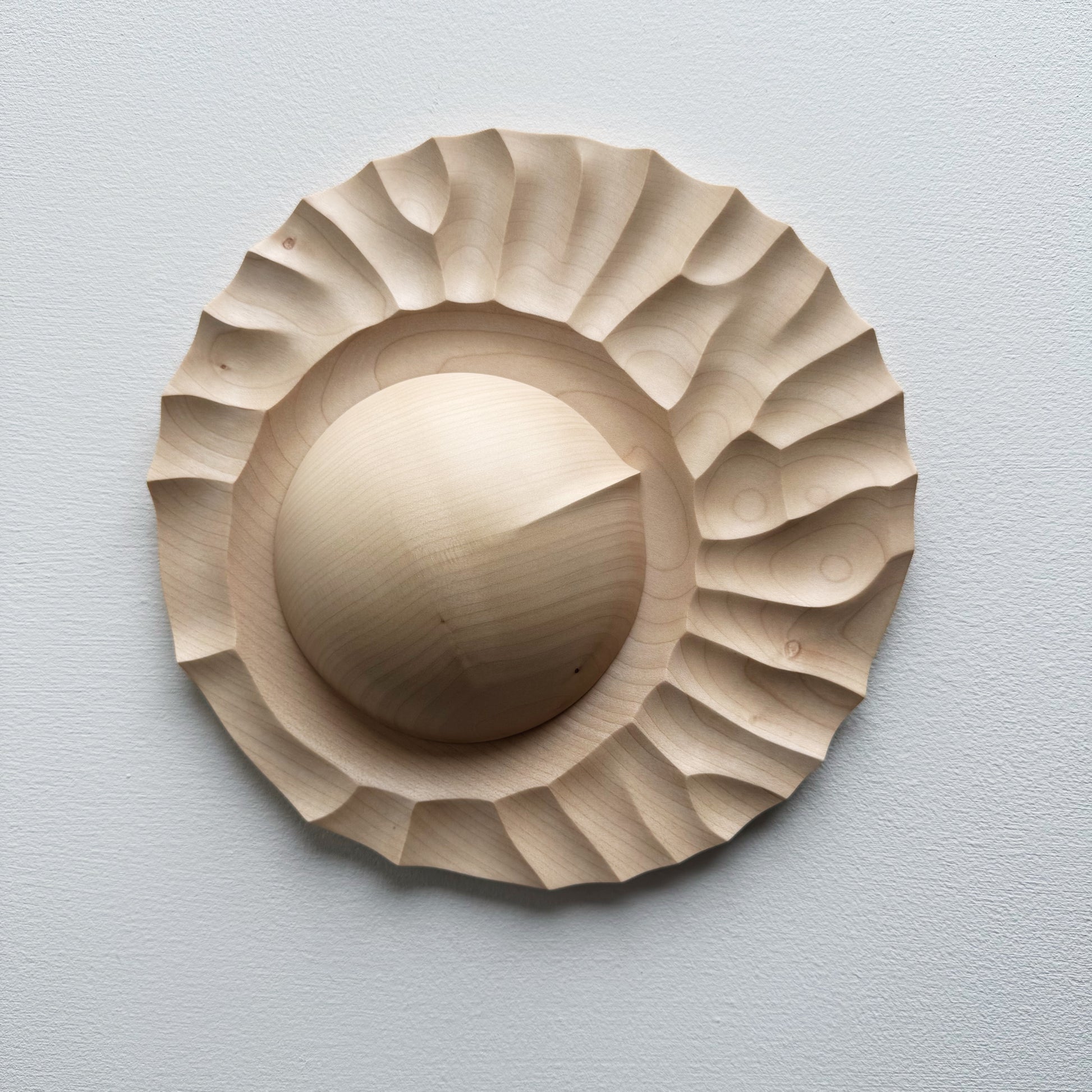 Sycamore wooden bowl with sycamore plate on a white background