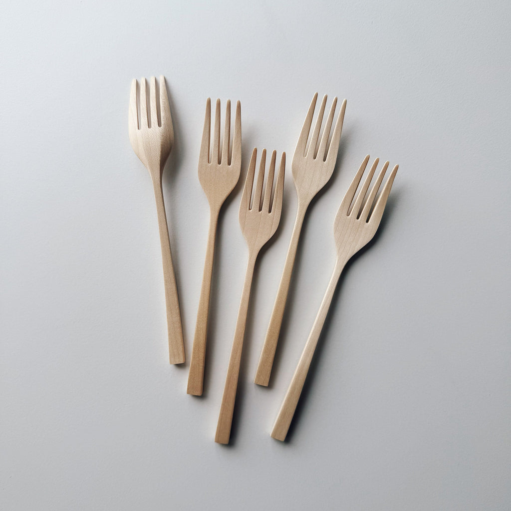 Set of five sycamore forks on light background
