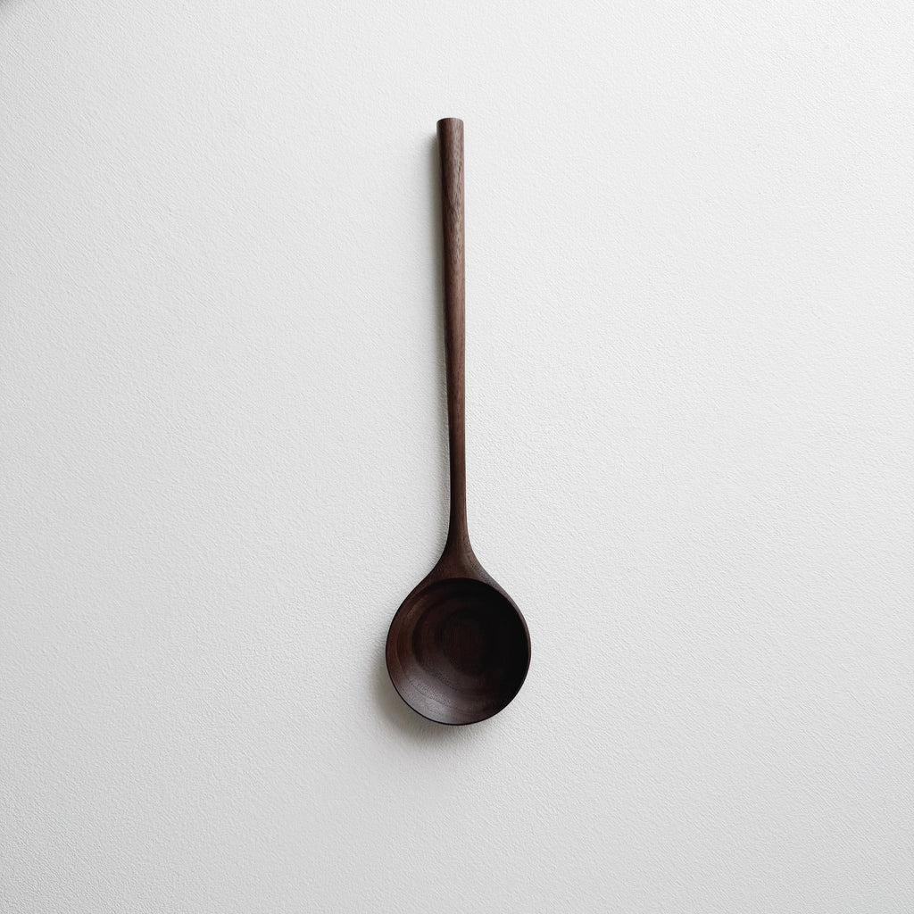 Medium serving spoon in dark walnut