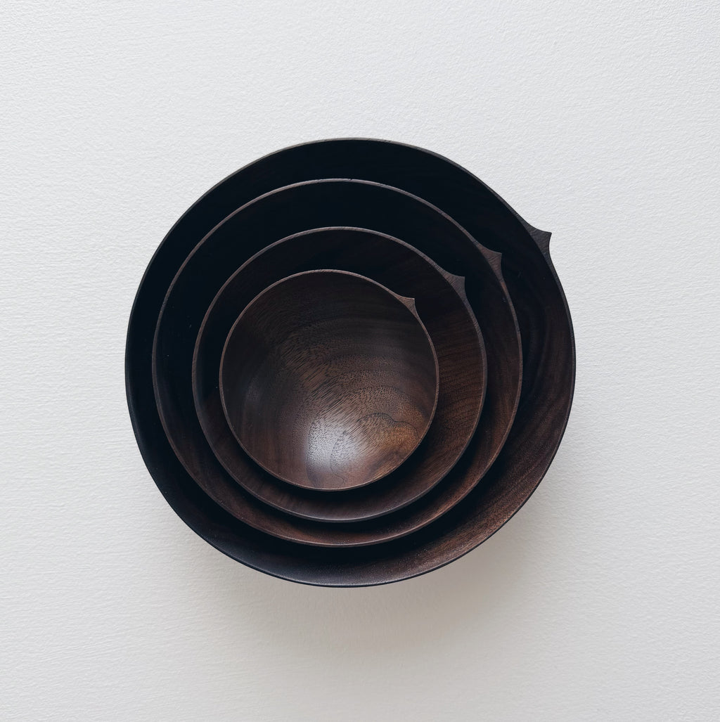 Nesting bowls in vintage black walnut