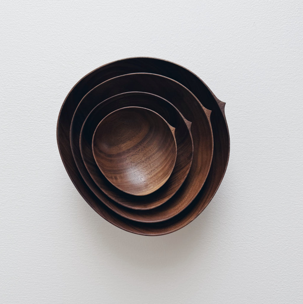 Oval nesting bowls in walnut
