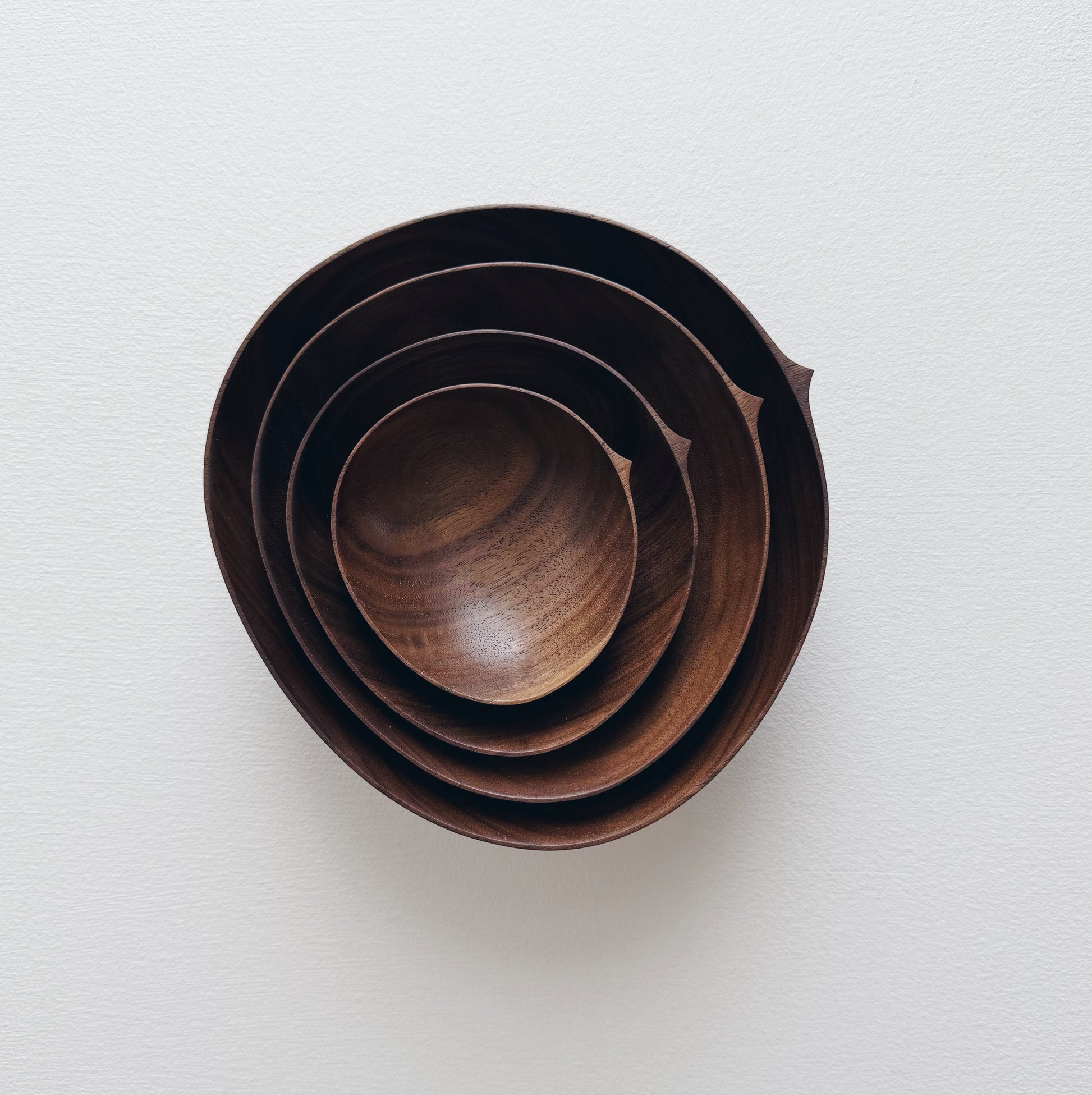 Oval nesting bowls in walnut