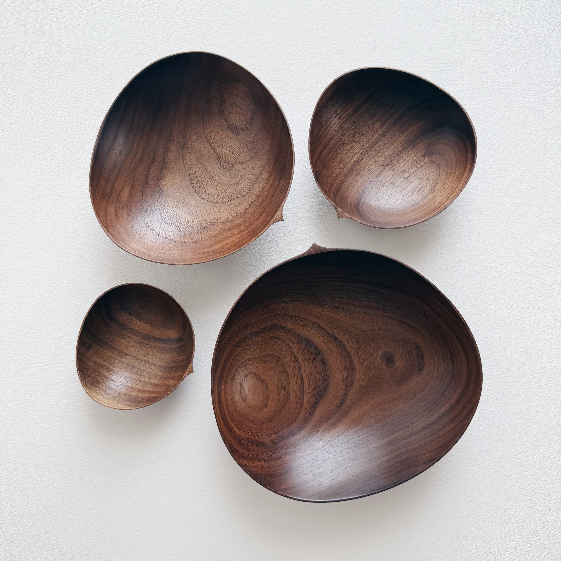 Oval nesting bowls in walnut