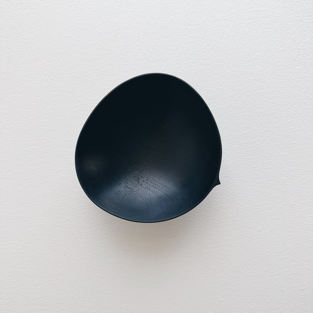 Oval bowl in ebonised walnut