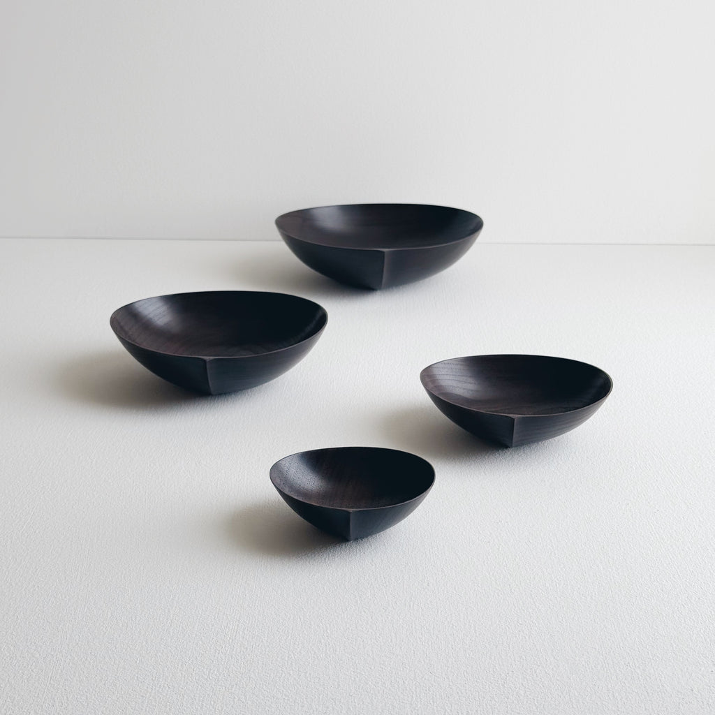 Oval nesting bowls in vintage black walnut