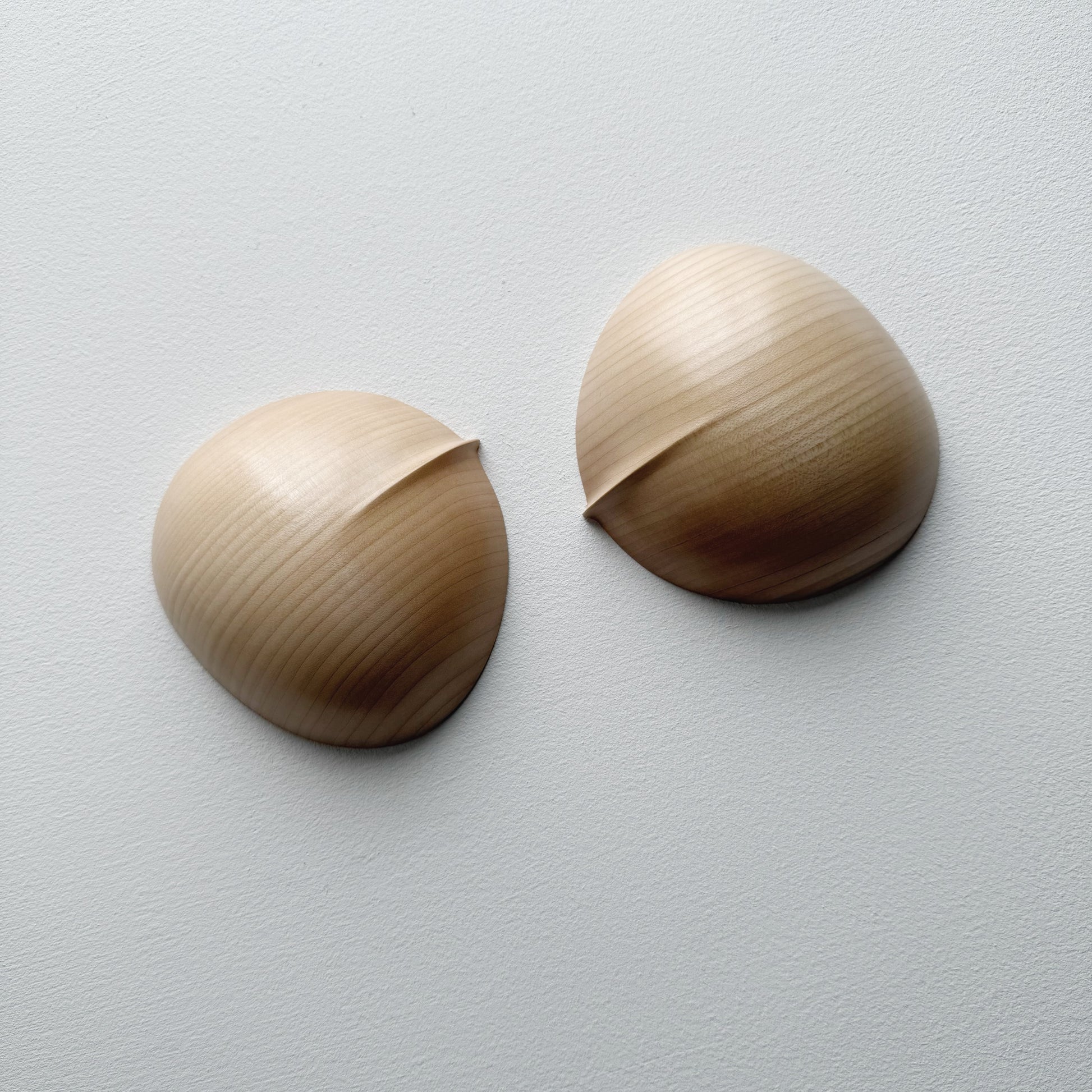 Pair of oval bowls in dark sycamore