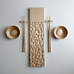 Sculpted long board eating set in sycamore
