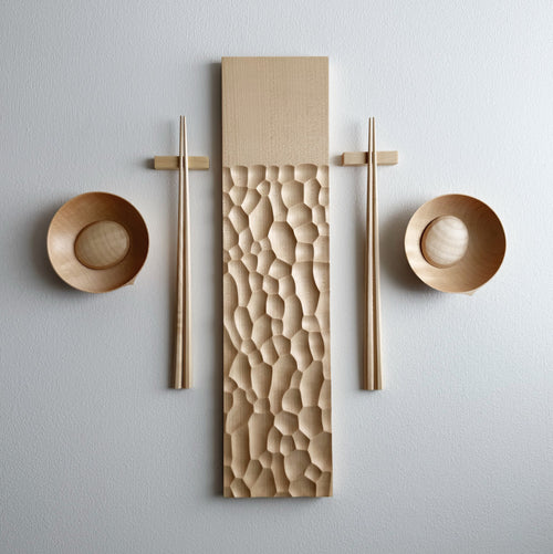Sculpted long board eating set in sycamore