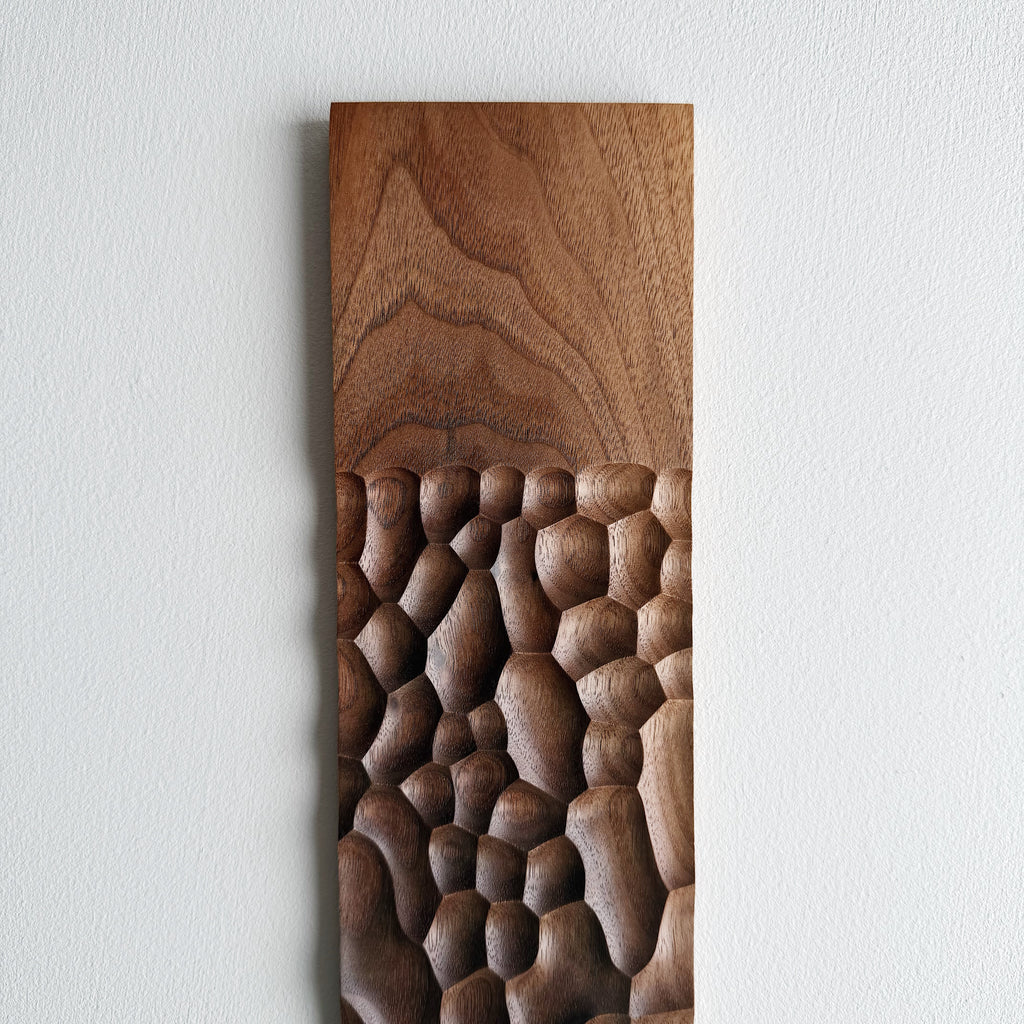 Sculpted long board & chopsticks set in two tone walnut