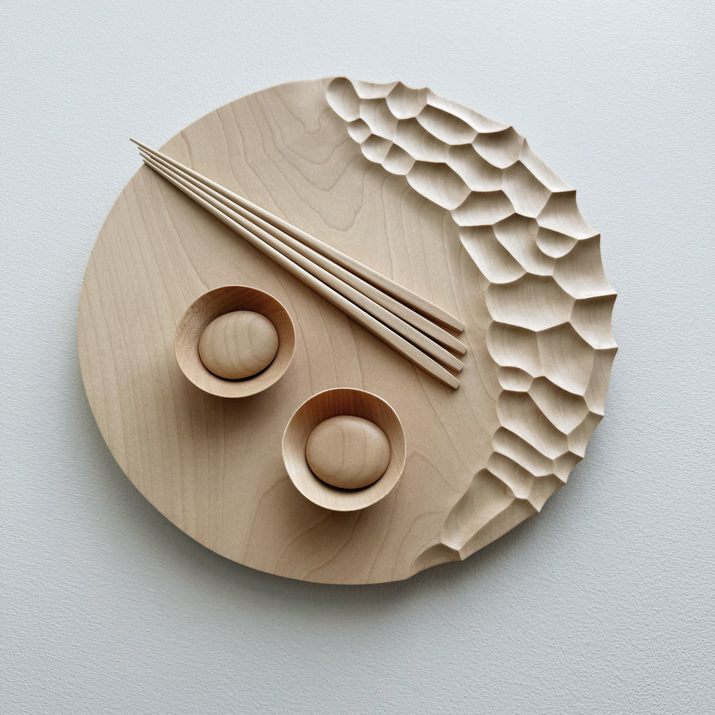 Large coast eating set in sycamore