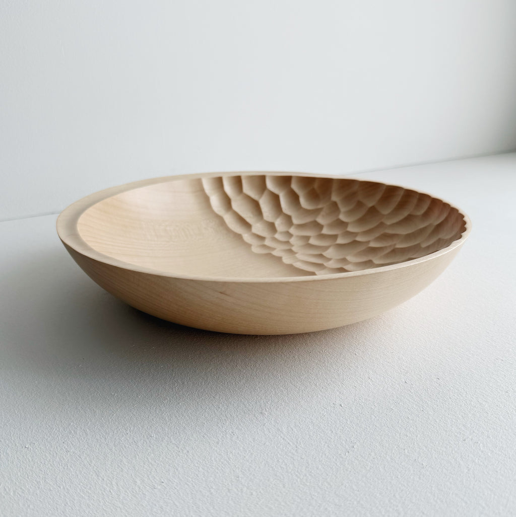 Cratered presentation bowl in sycamore