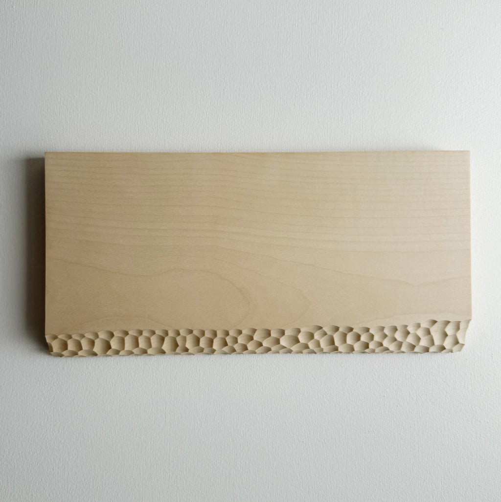 Sycamore wooden presentation board with crater edge on a white background
