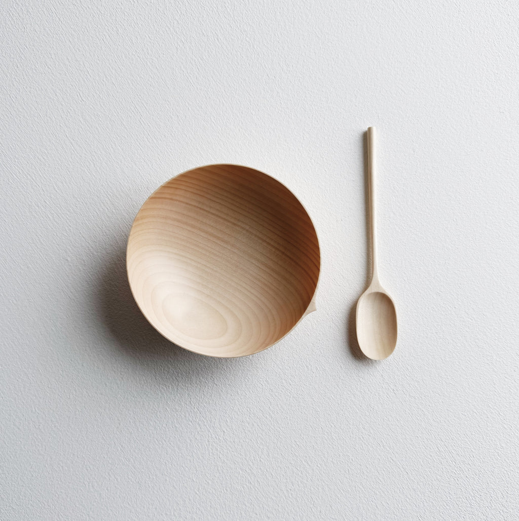 Small bowl & paddle spoon in sycamore