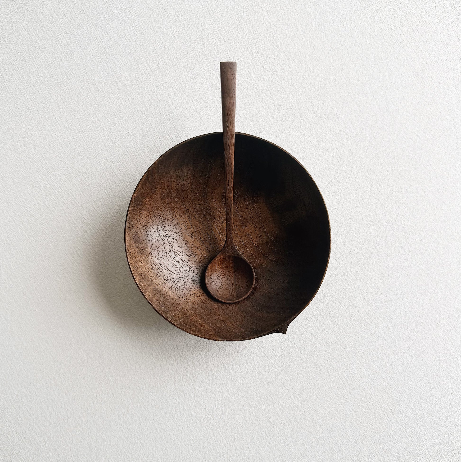 Small eating bowl & spoon in vintage black walnut