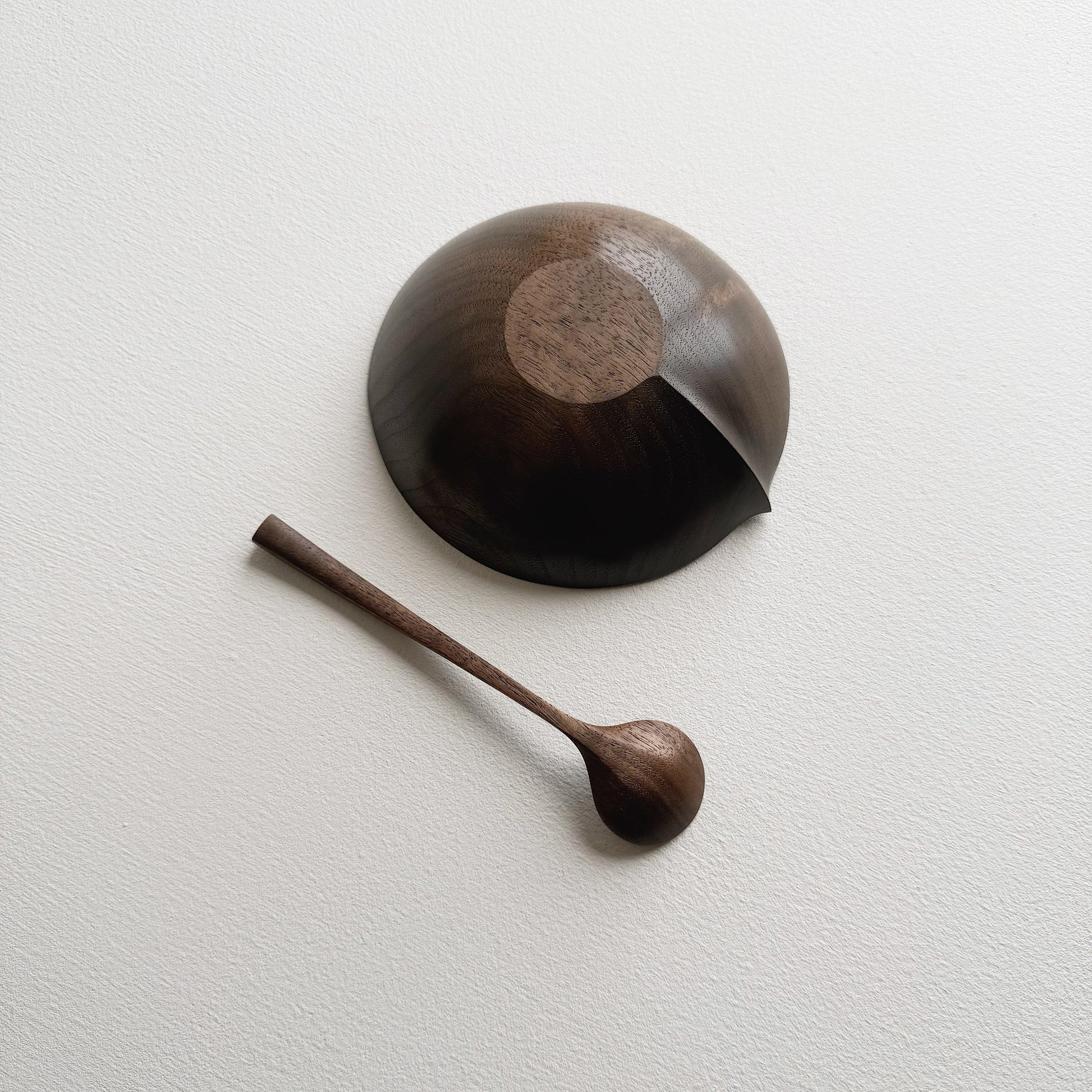 Small eating bowl & spoon in vintage black walnut