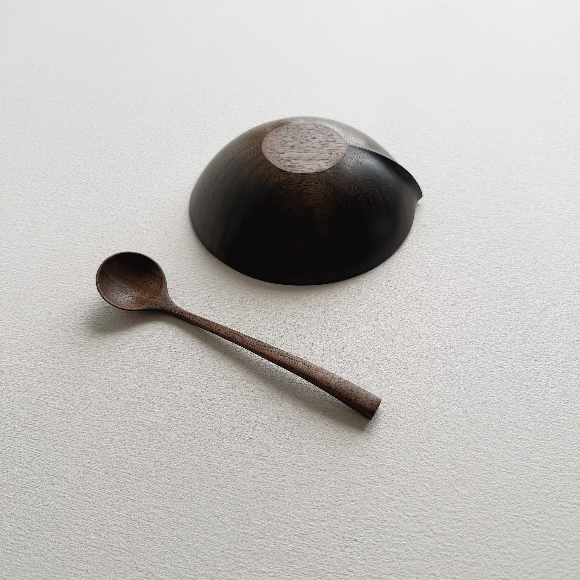 Small eating bowl & spoon in vintage black walnut