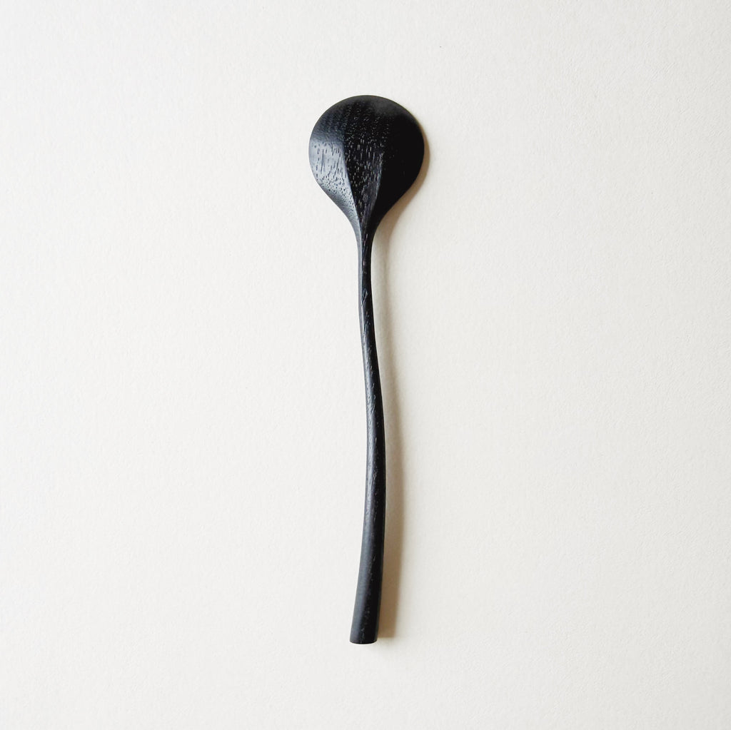 Small Curvy Eating Spoon In Ebonised Walnut