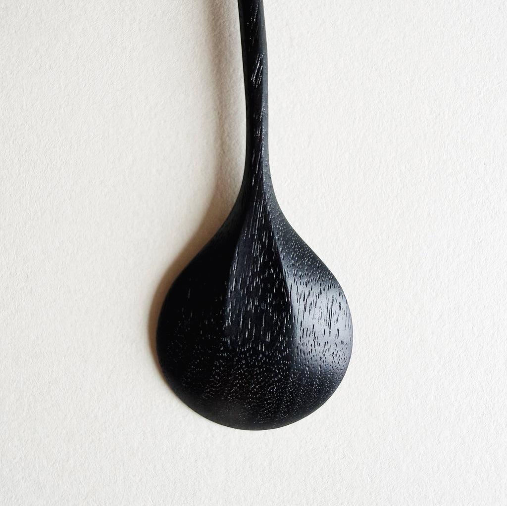Small Curvy Eating Spoon In Ebonised Walnut