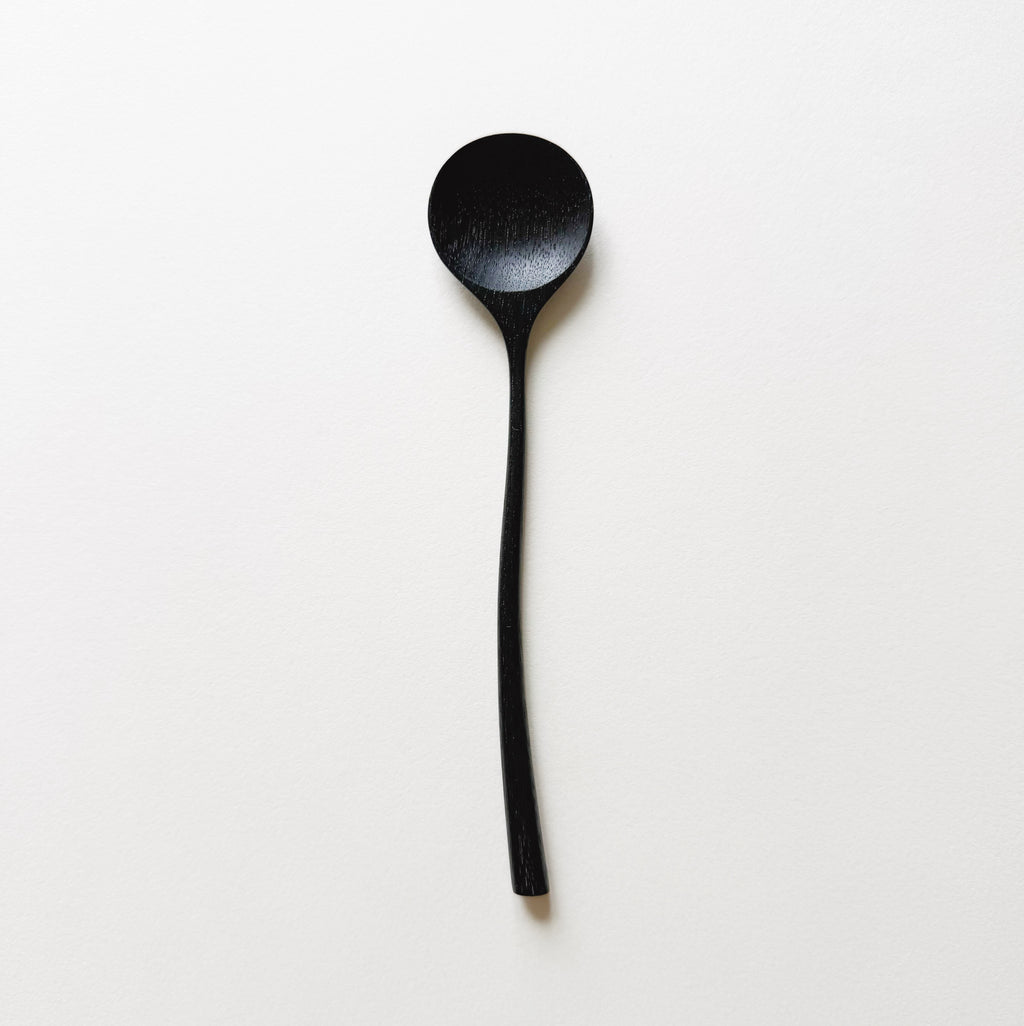 Small Curvy Eating Spoon In Ebonised Walnut