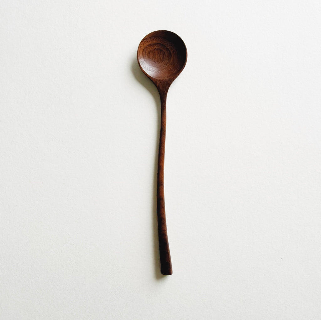 Small Curvy Eating Spoon In Tanned Walnut