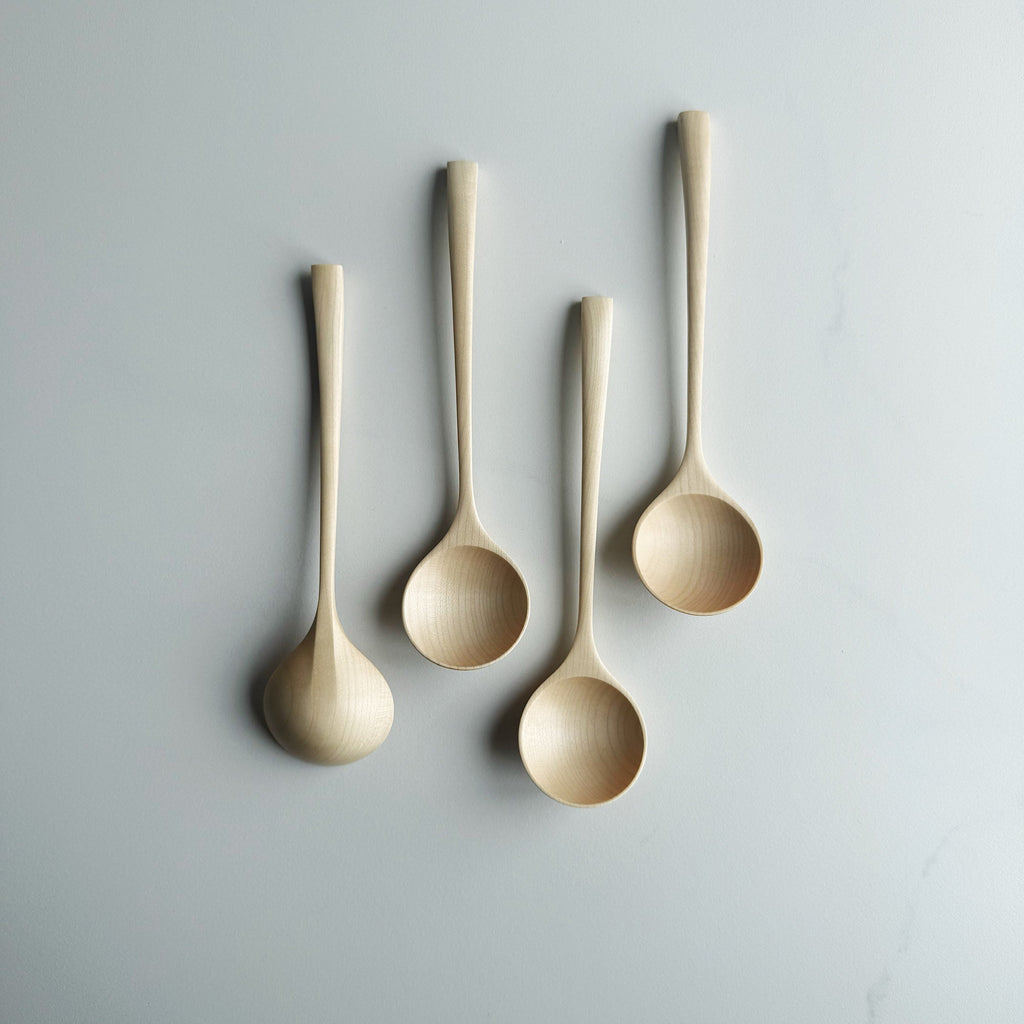 Small angled eating spoon in sycamore