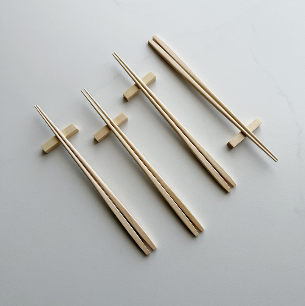 Tapered chopsticks & block rest in sycamore