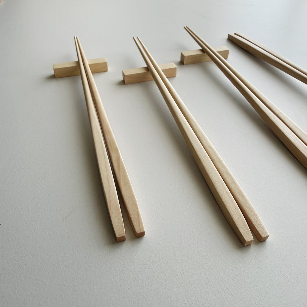 Tapered chopsticks & block rest in sycamore