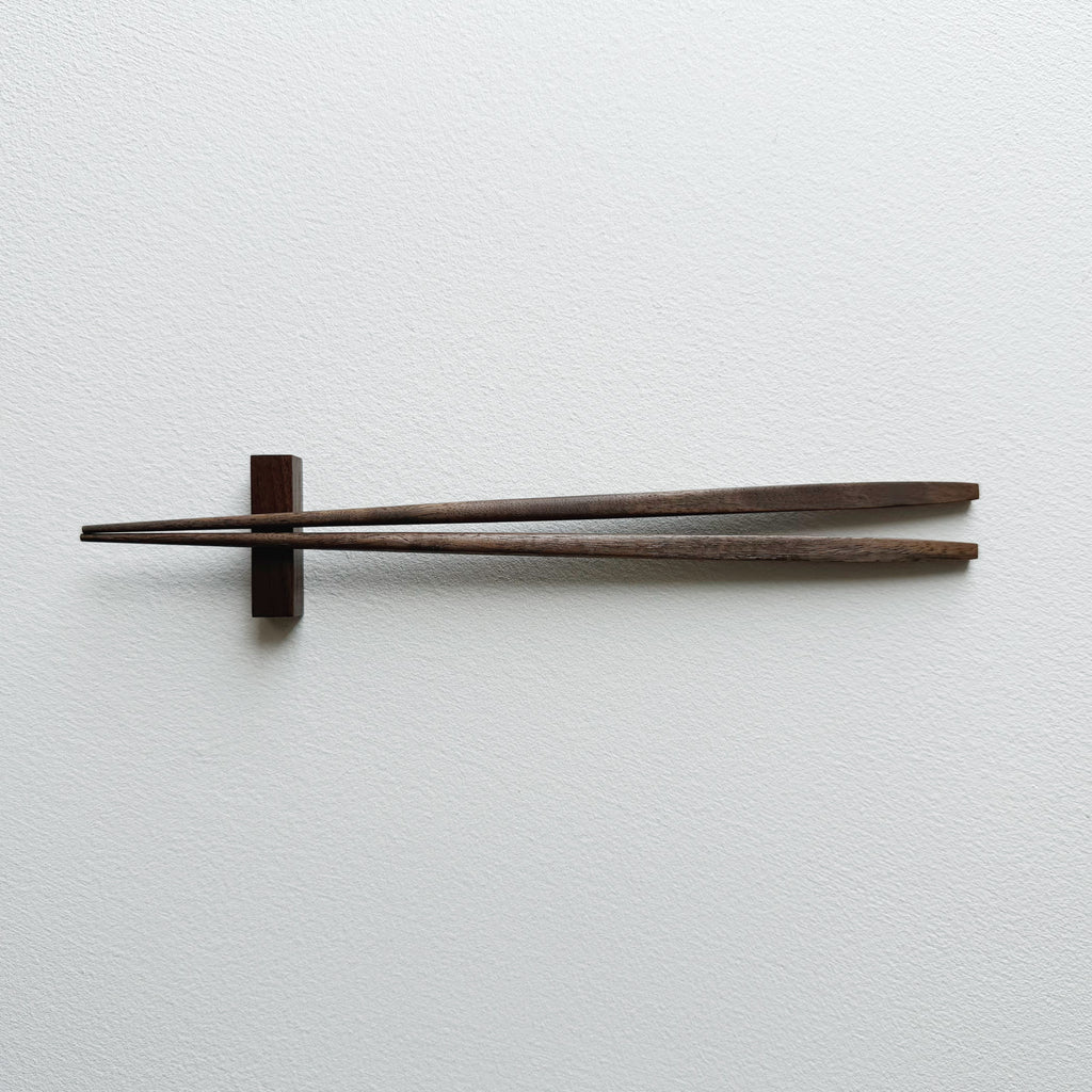 Tapered chopsticks with block rest in vintage black walnut