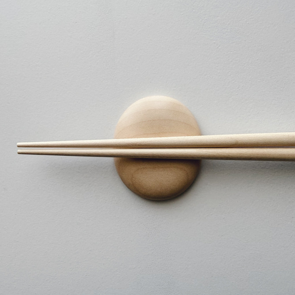 Tapered chopsticks & pebble rest in sycamore
