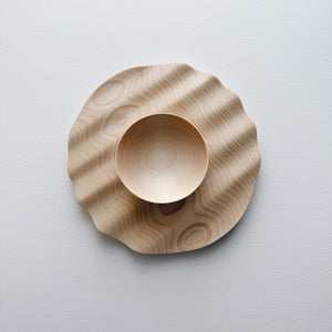 Wavy plate & bowl set in sycamore