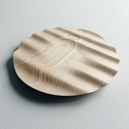 Wavy sycamore plate on a white background 