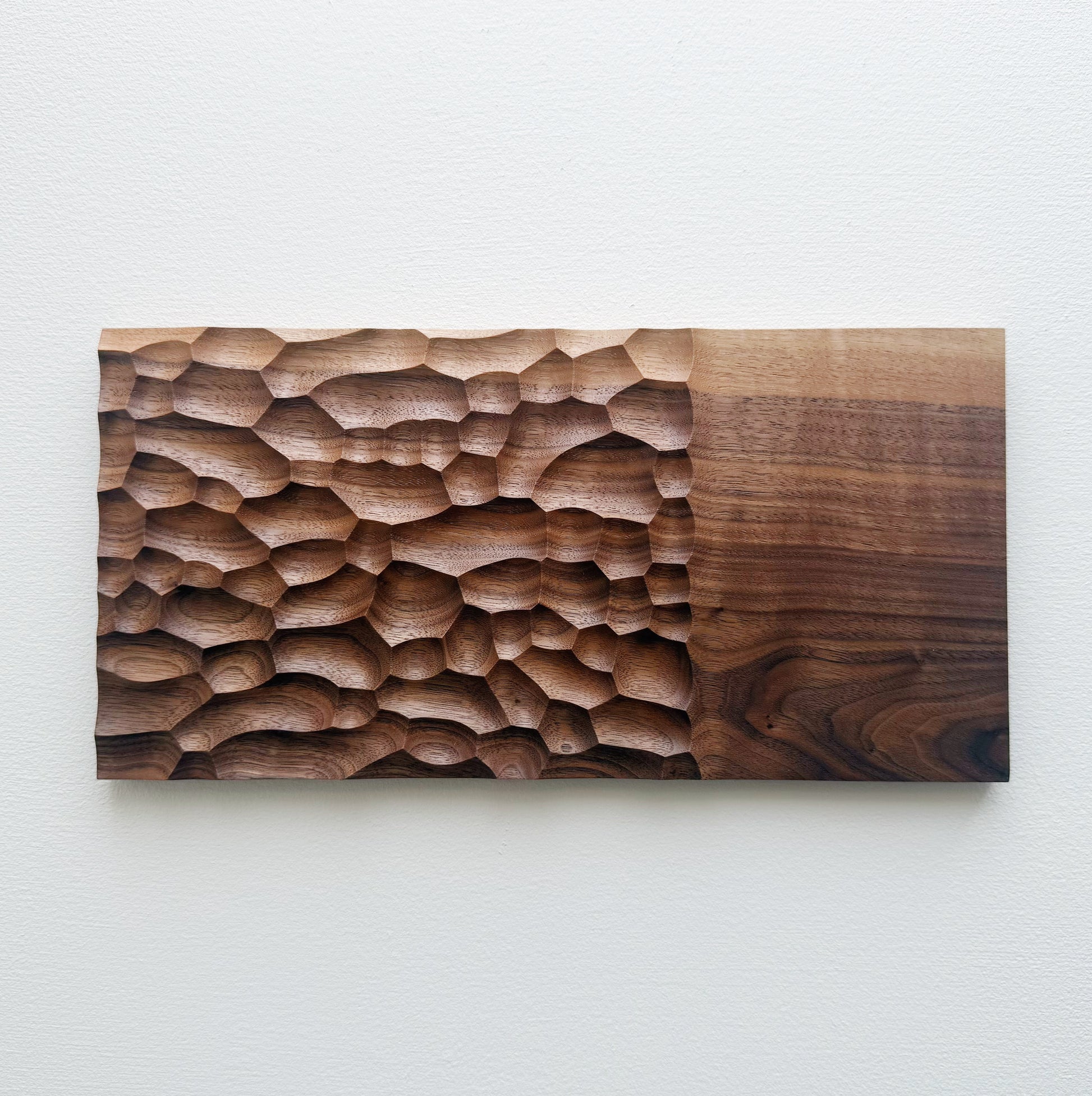 Two tone walnut presentation board on a white background 
