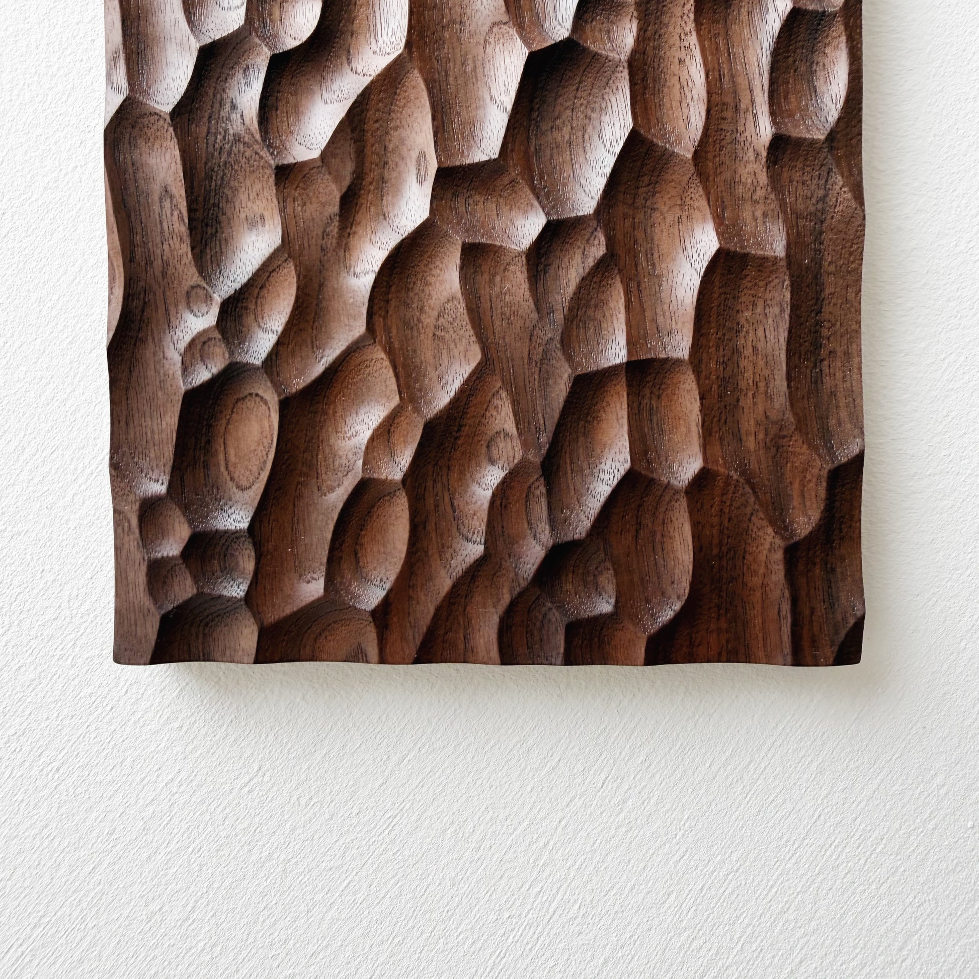 Wide walnut presentation board on a white background