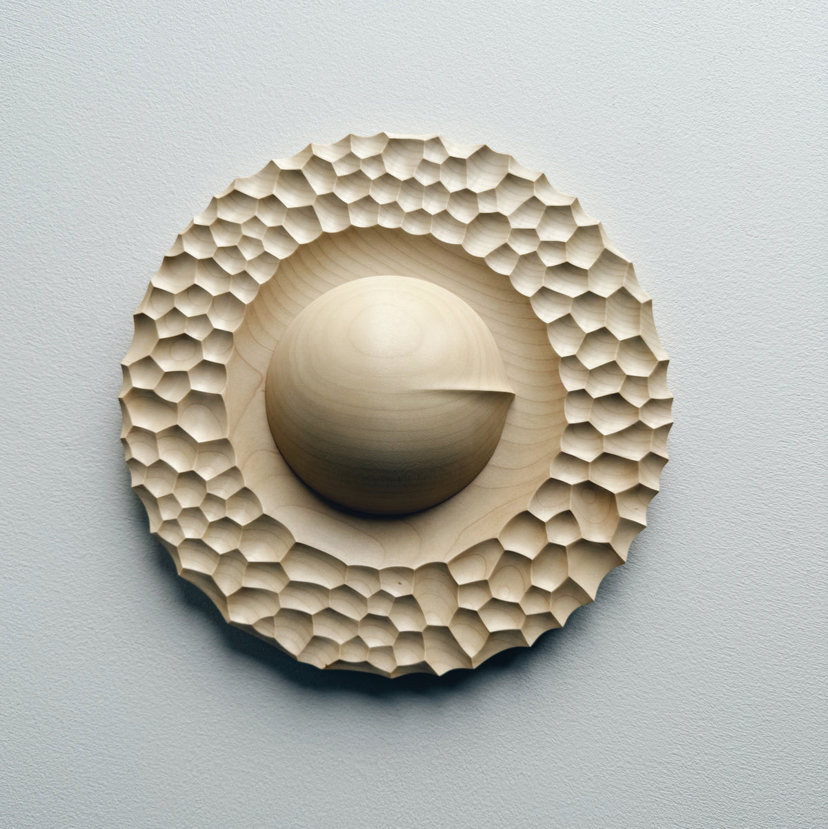 Medium crater plate & bowl set in sycamore