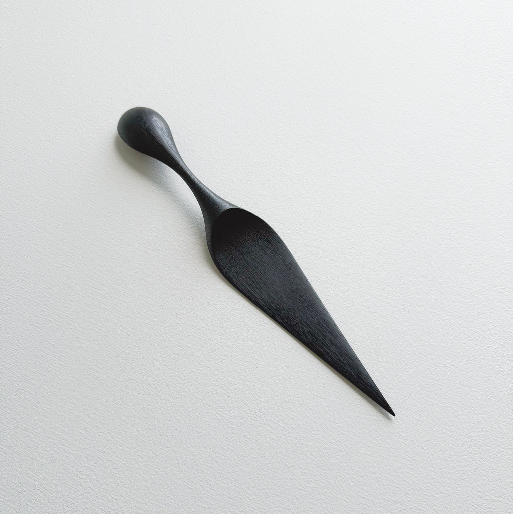 Ebonised walnut cake server