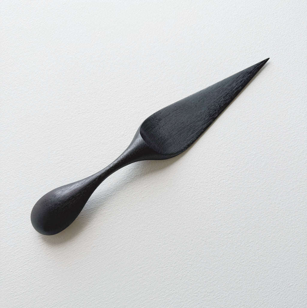 Ebonised walnut cake server