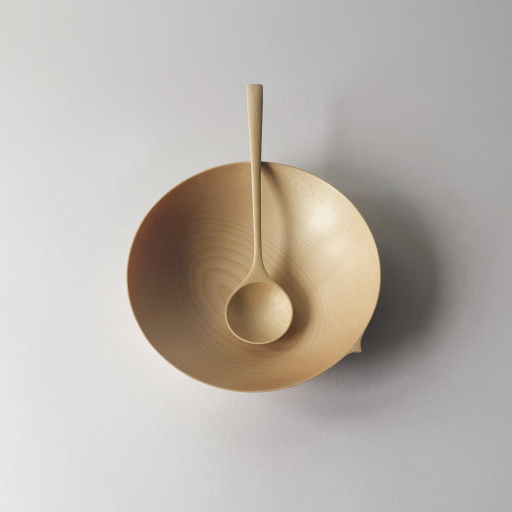 Large bowl & spoon set in sycamore