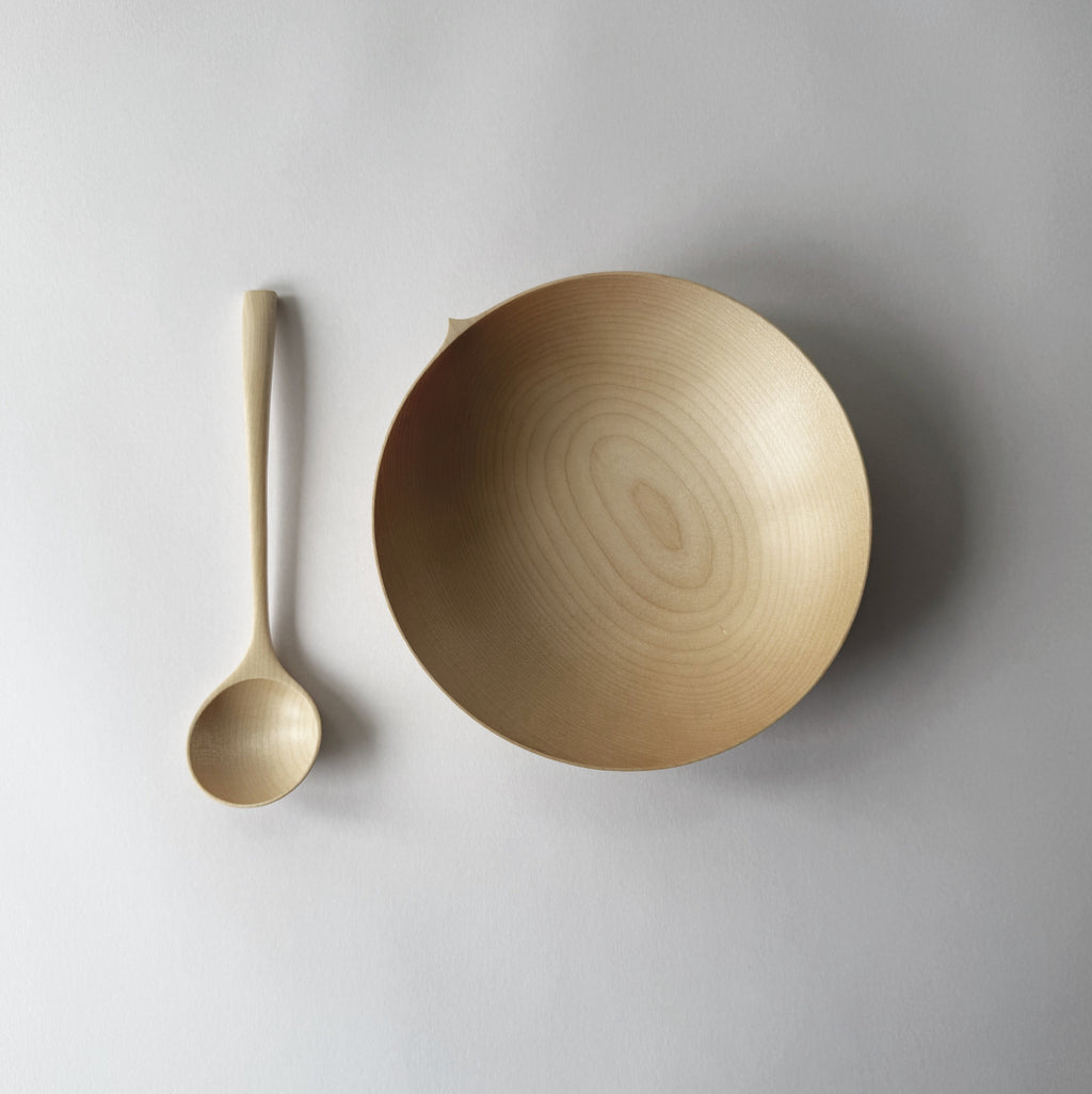 Large bowl & spoon set in sycamore