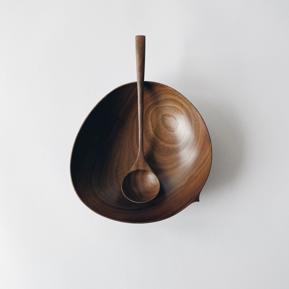 Large oval bowl & spoon in walnut